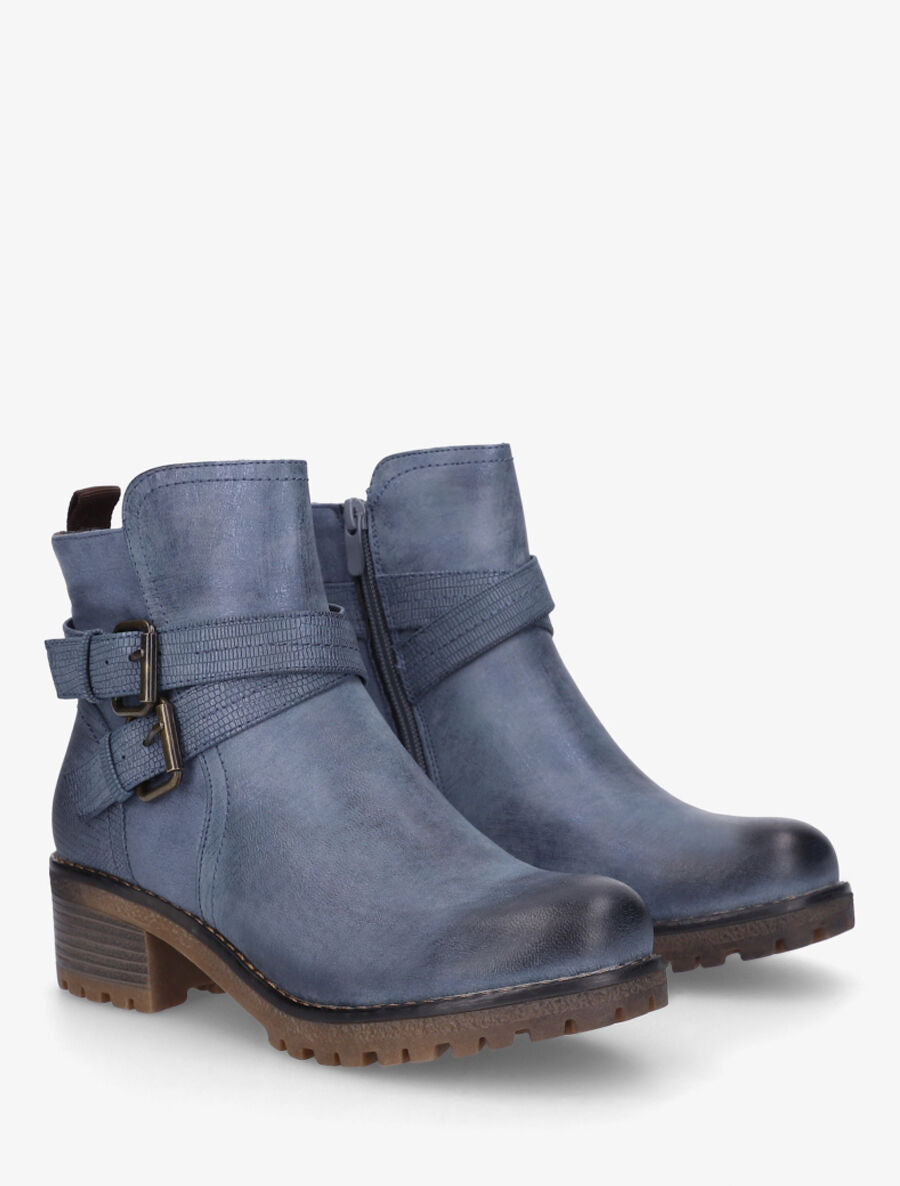 Bottines bimatière à ceinturons - Bleu - 4