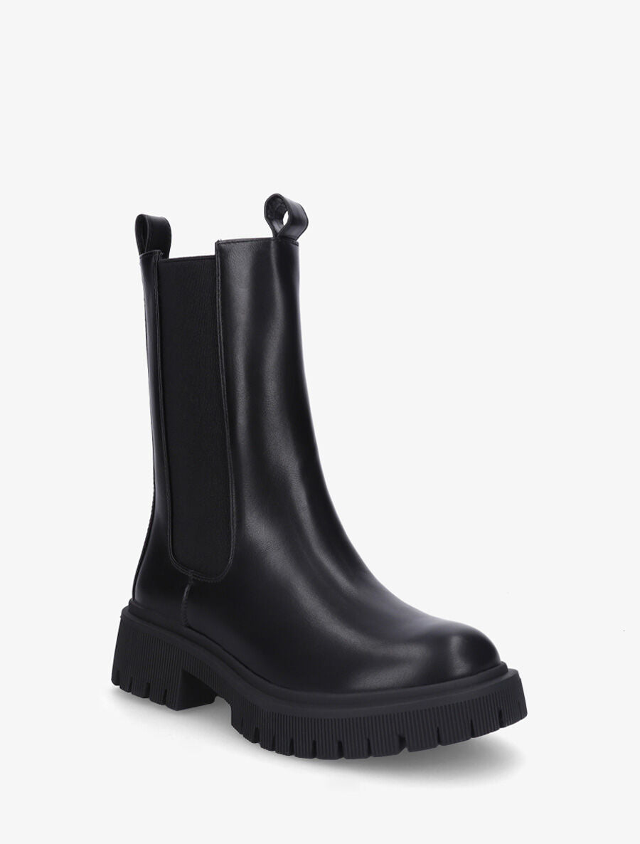 Bottines montantes élastiquées en simili - Noir - 2