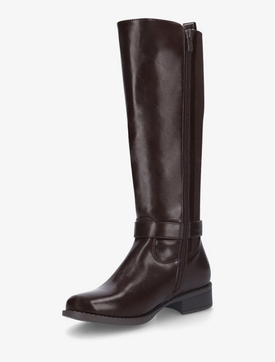 Bottes unies élastiquées et sanglées - Marron - 3
