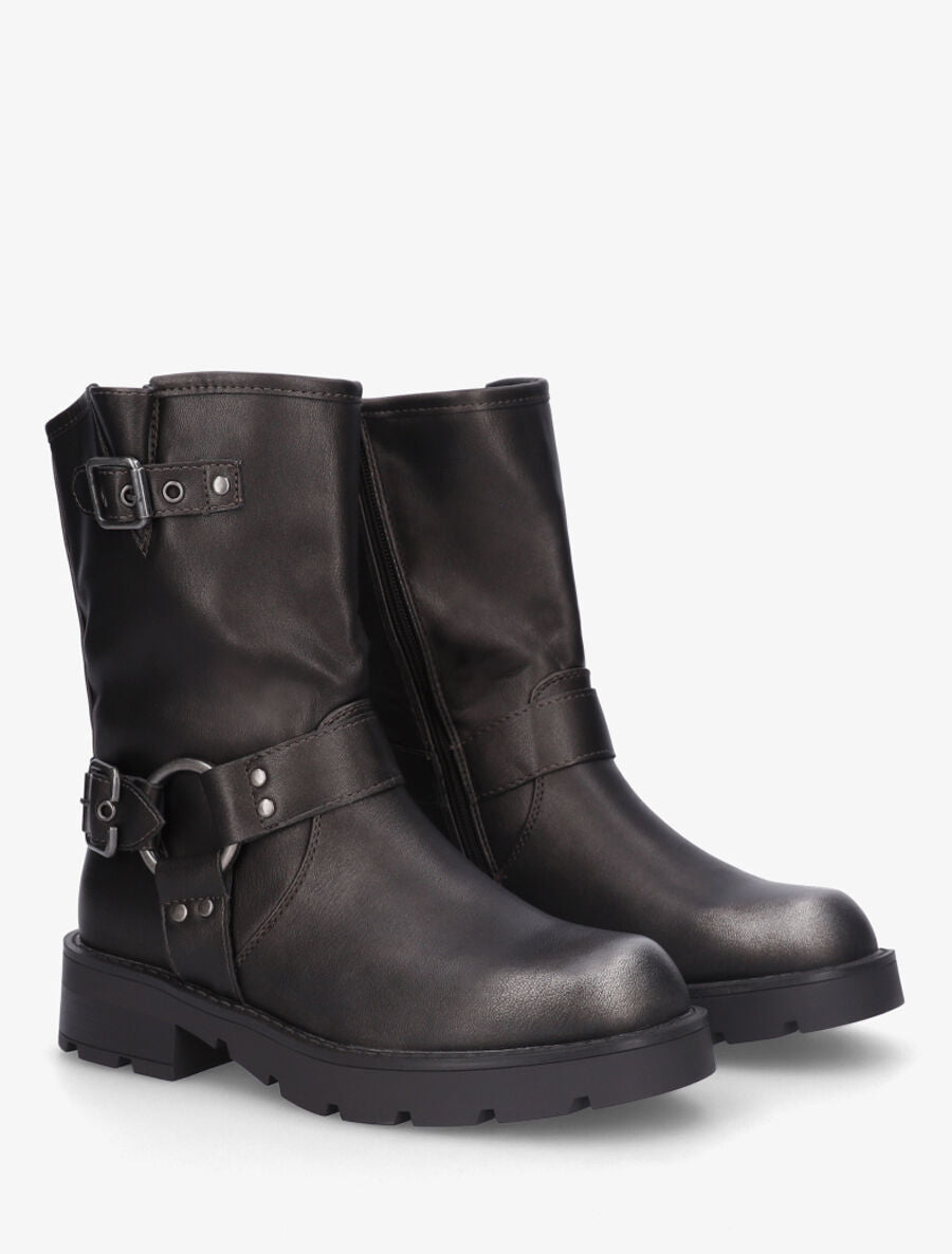 Bottines montantes en simili - Anthracite - 4
