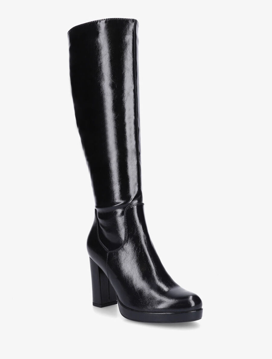 Bottes vernies à plateforme et talon haut - Noir - 2