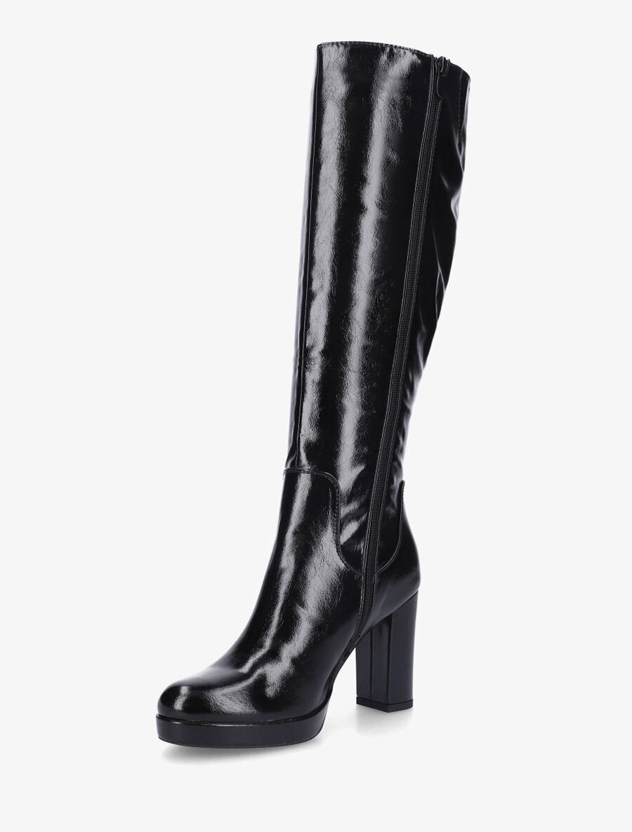Bottes vernies à plateforme et talon haut - Noir - 3
