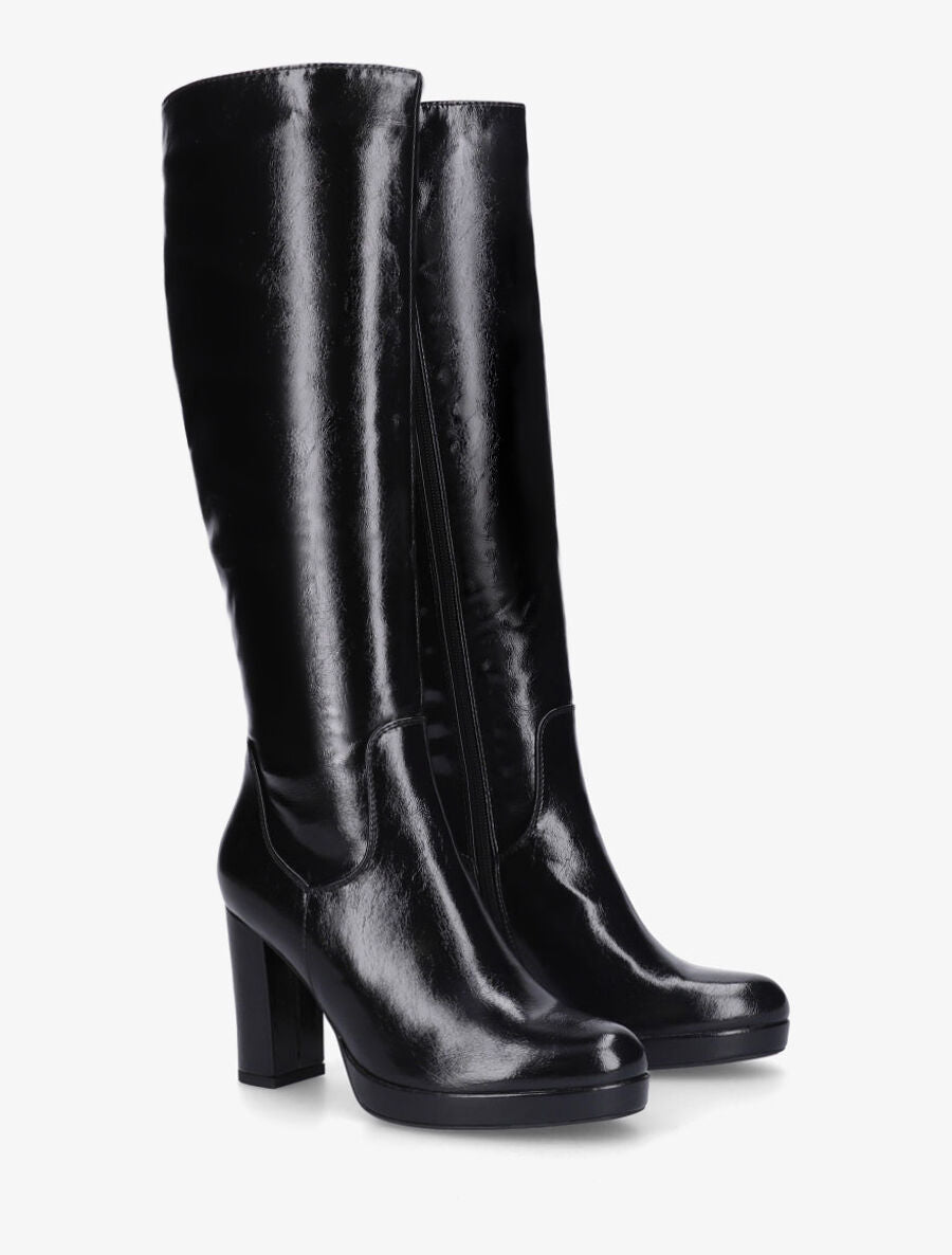 Bottes vernies à plateforme et talon haut - Noir - 4