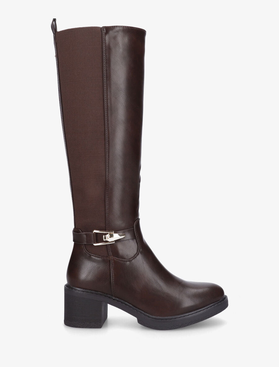 Bottes élastiquées à talon - Marron - 5