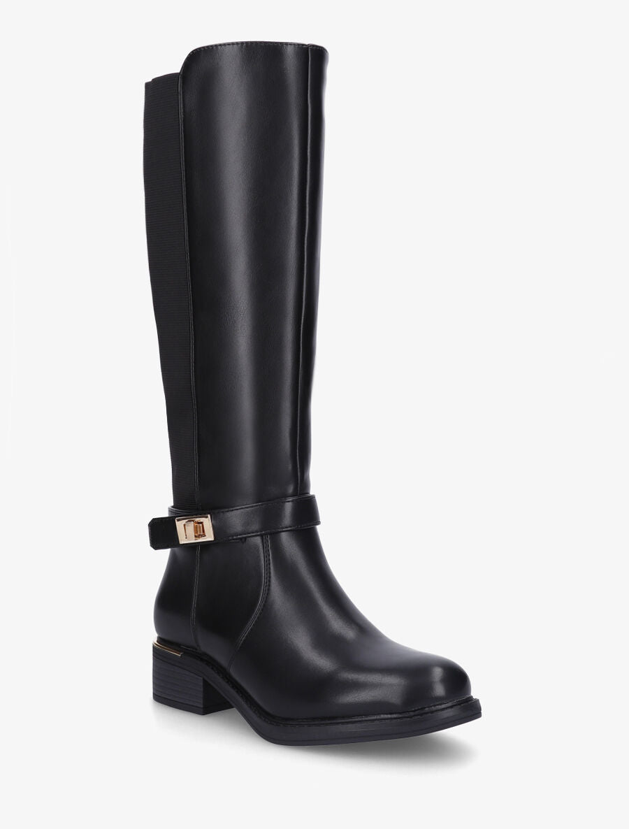 Bottes unies à empiècement métallique au talon - Noir - 2