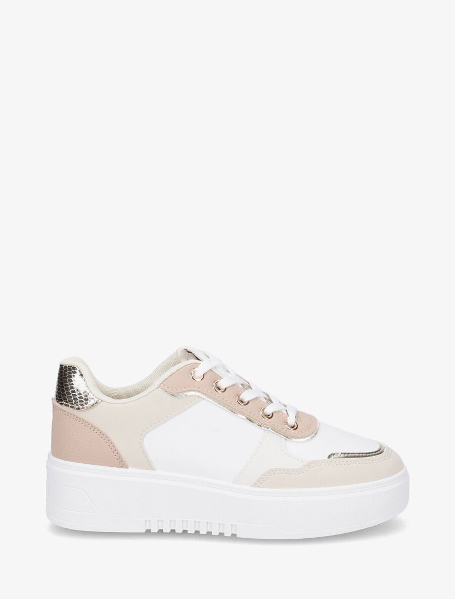 Sneakers à plateforme et languette irisée - Blanc - 5