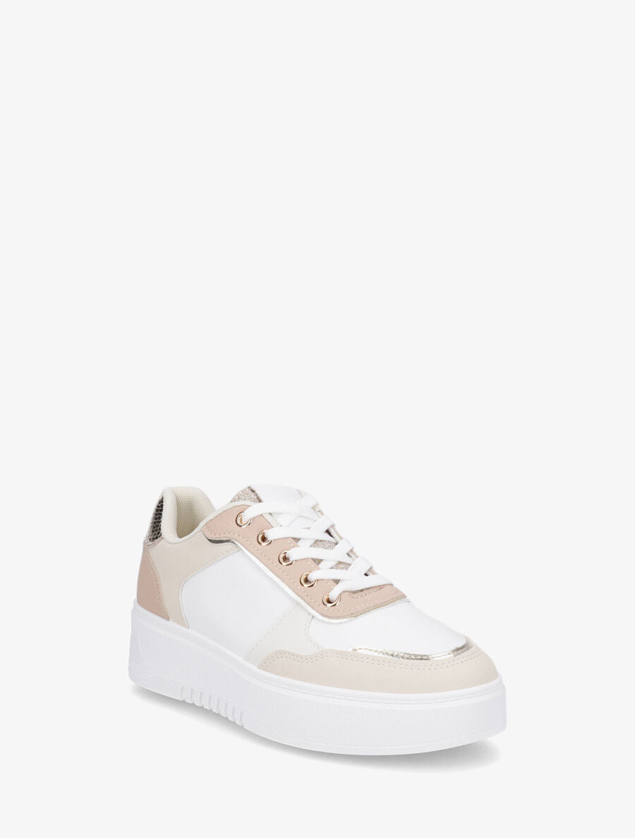 Sneakers à plateforme et languette irisée - Blanc - 2