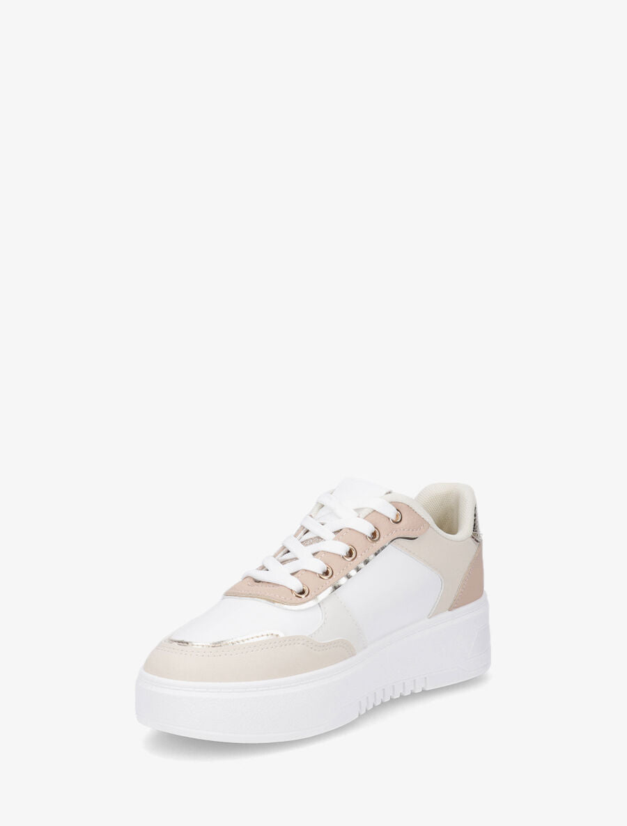 Sneakers à plateforme et languette irisée - Blanc - 3