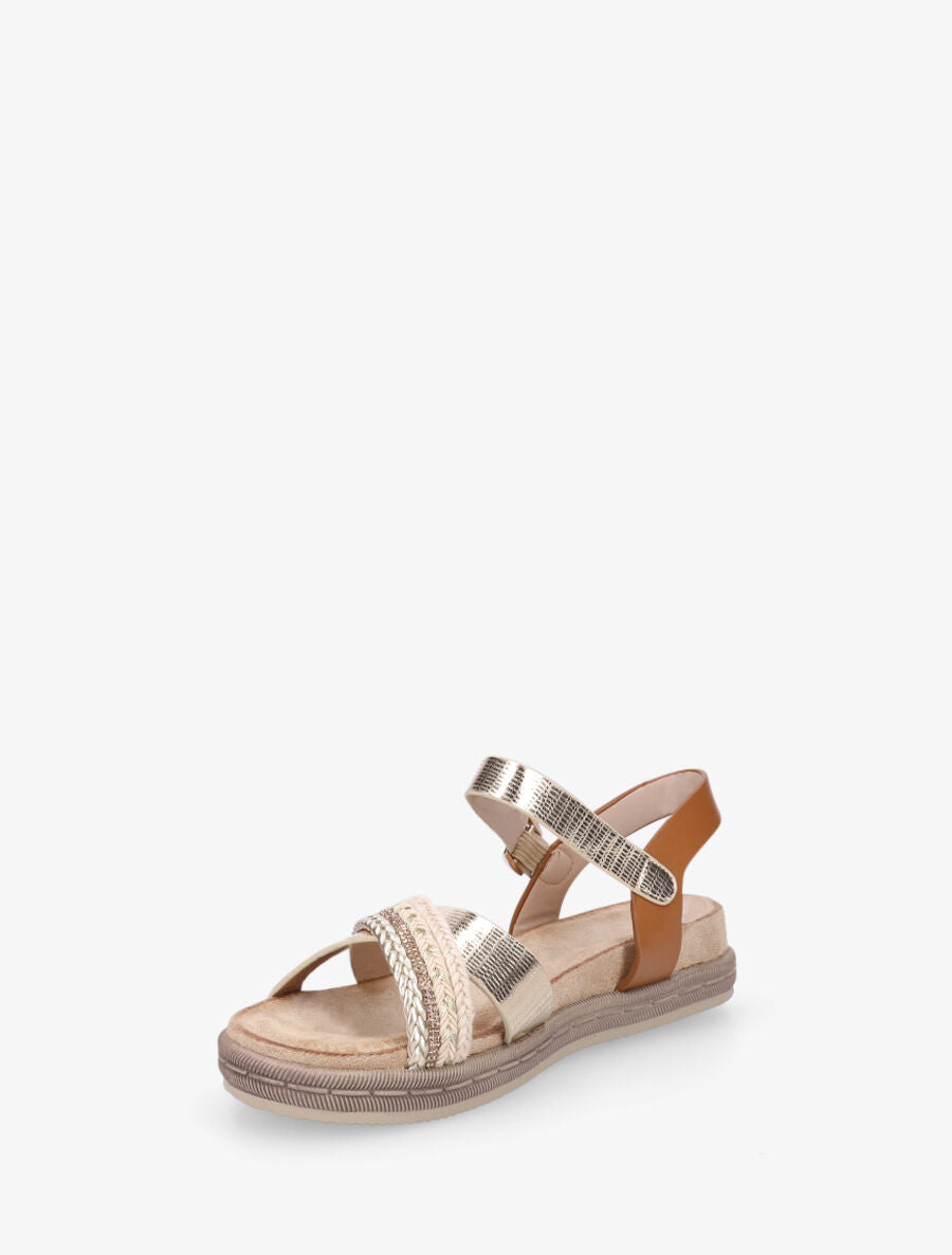 Nu-pieds en simili à brides croisées - Or - 3