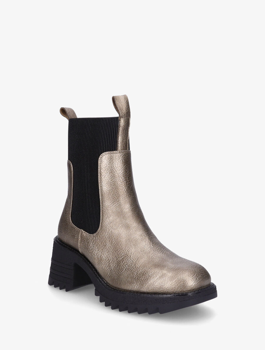 Bottines hautes à talon bloc et semelle crantés - Taupe - 2
