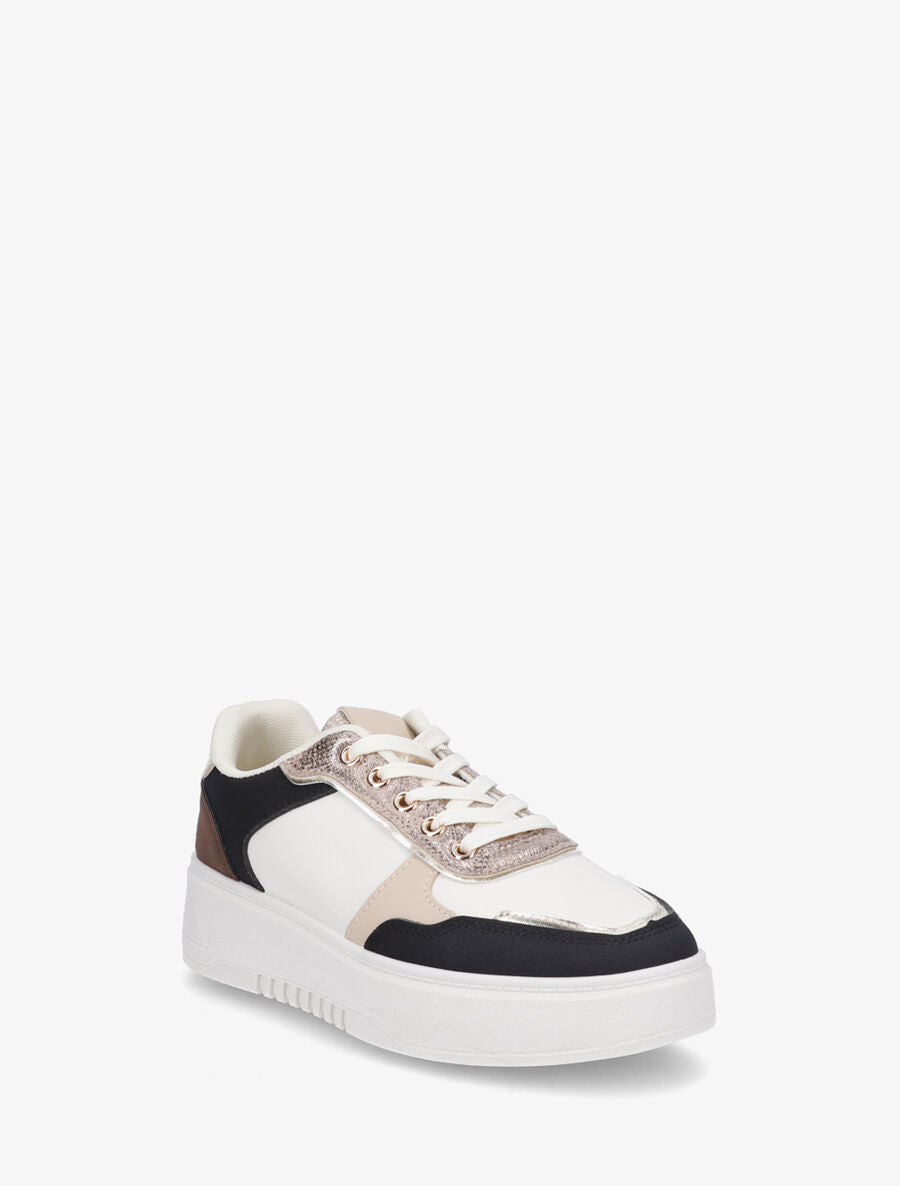 Sneakers à plateforme et languette irisée - Noir - 2