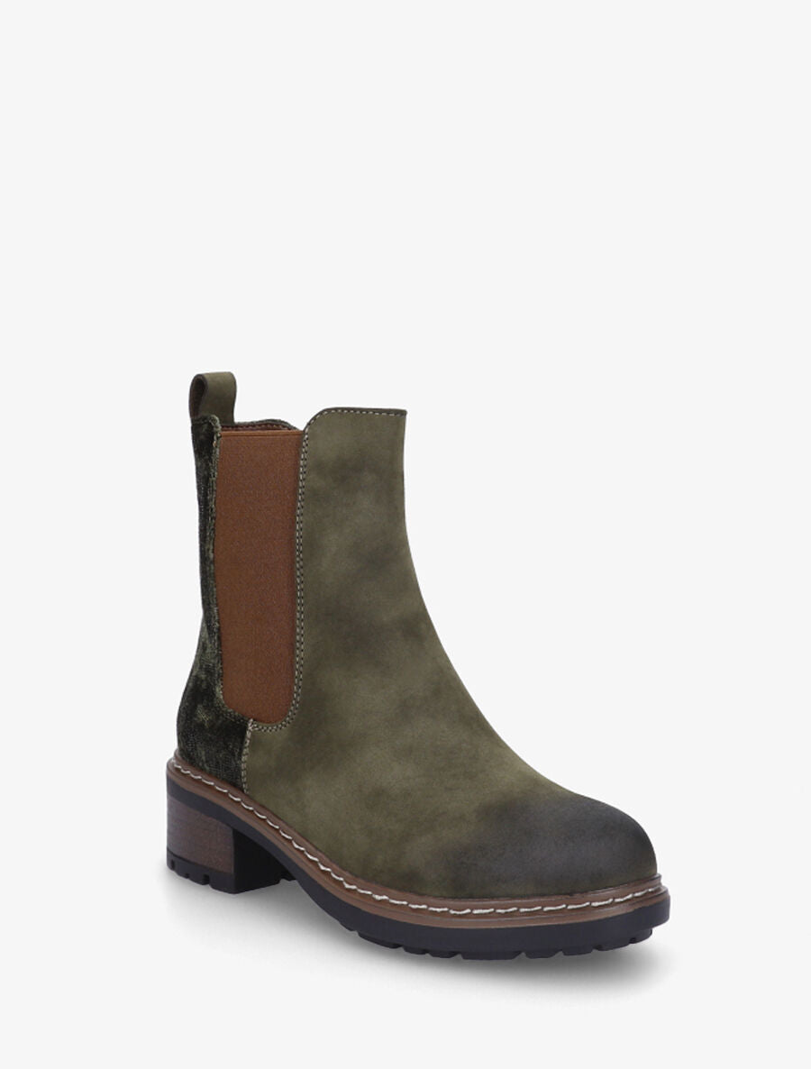 Bottines chelsea à détail python - Kaki - 2
