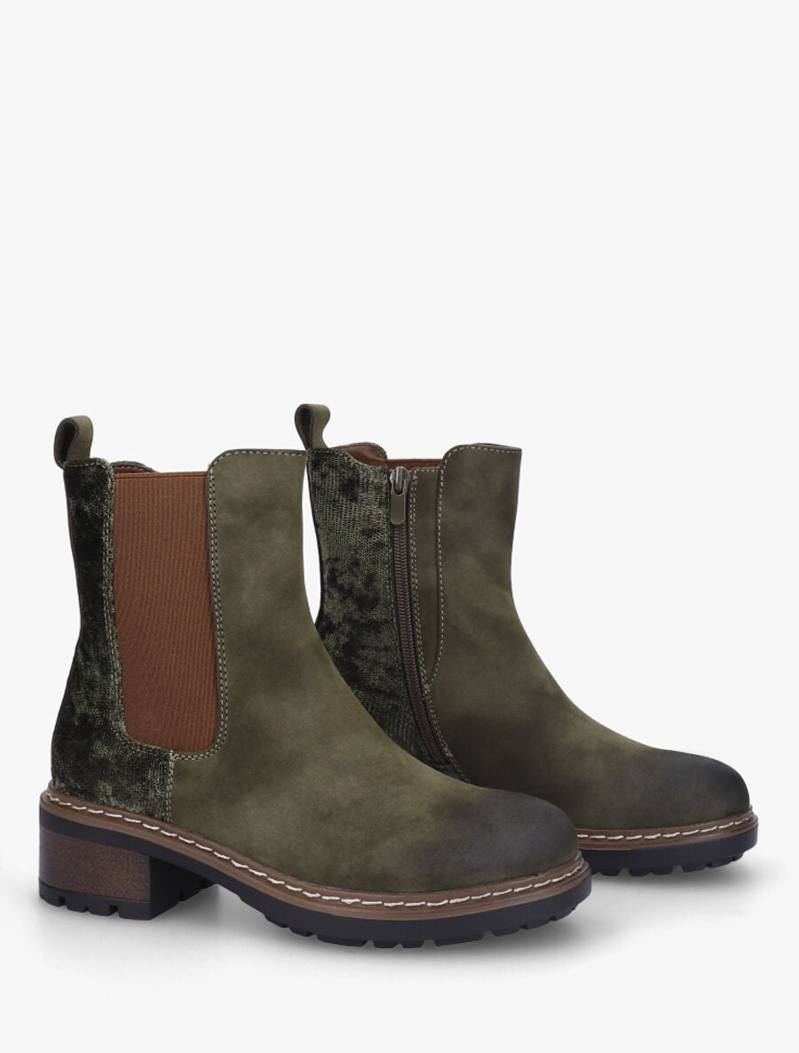 Bottines chelsea à détail python - Kaki - 4