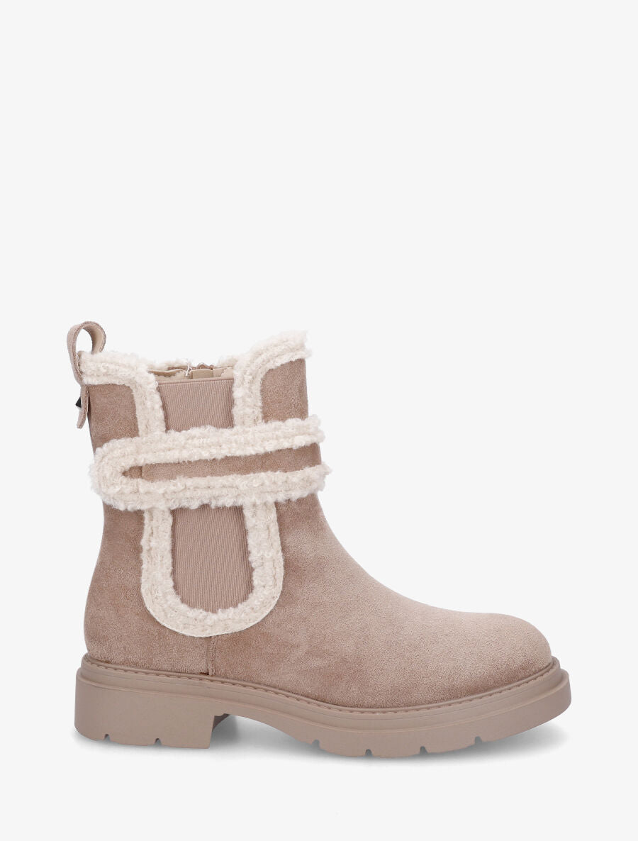 Bottines unies à coutour molletonné - Taupe - 5