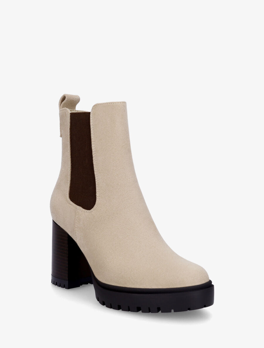 Bottines en suédine à talon haut - Beige - 2