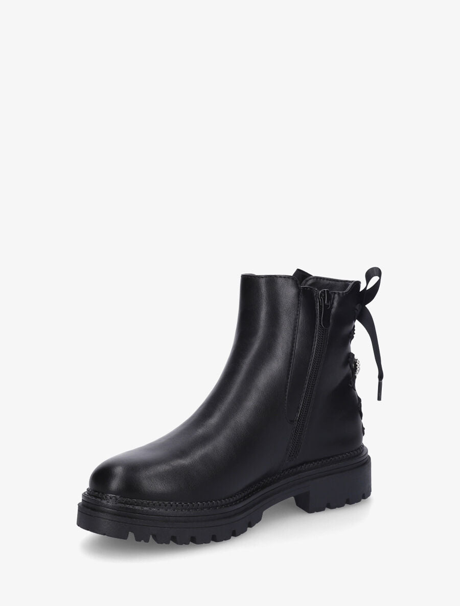 Bottines élastiquées à empiècement bijoux strassé - Noir - 3