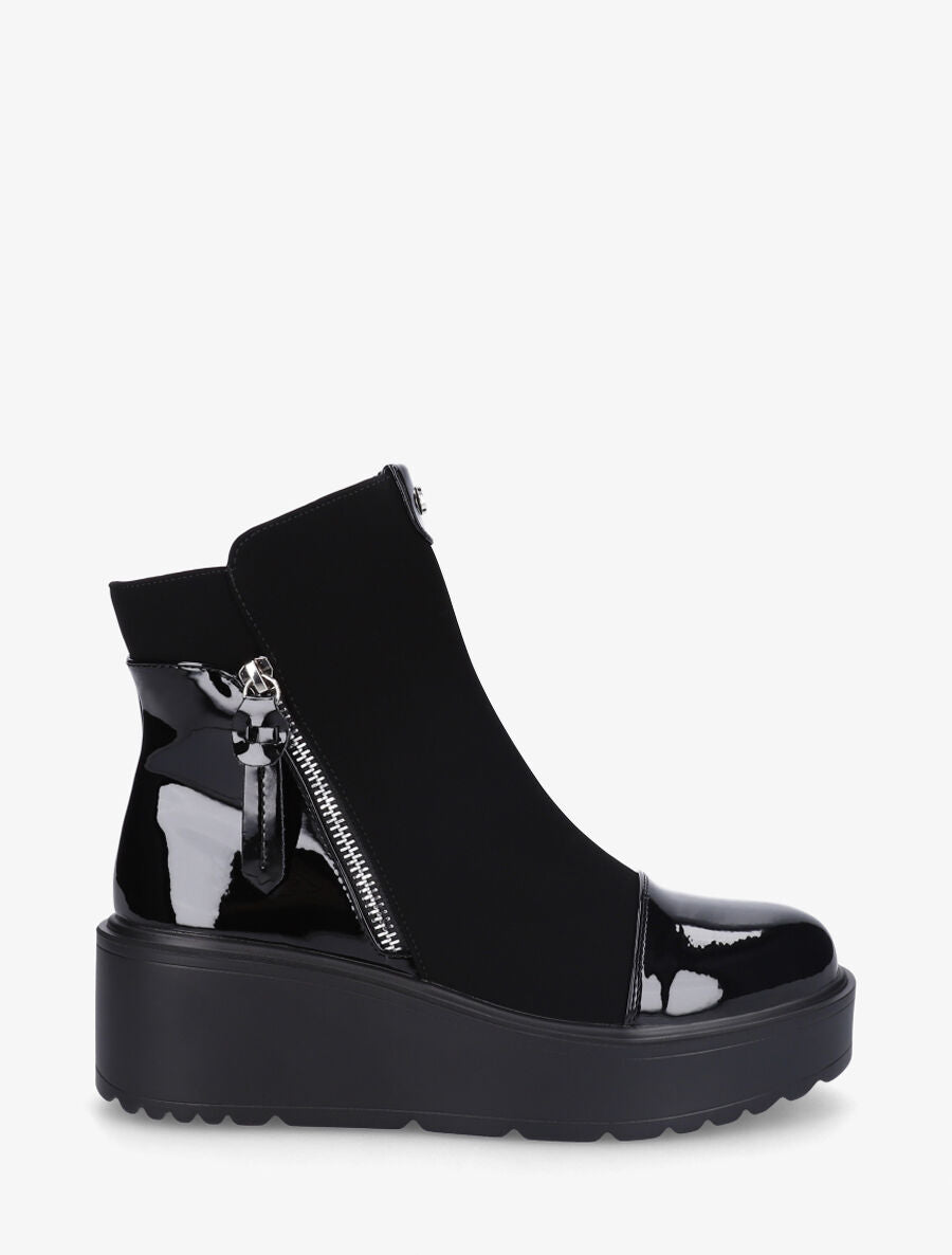 Bottines compensées bi-matière - Noir - 1