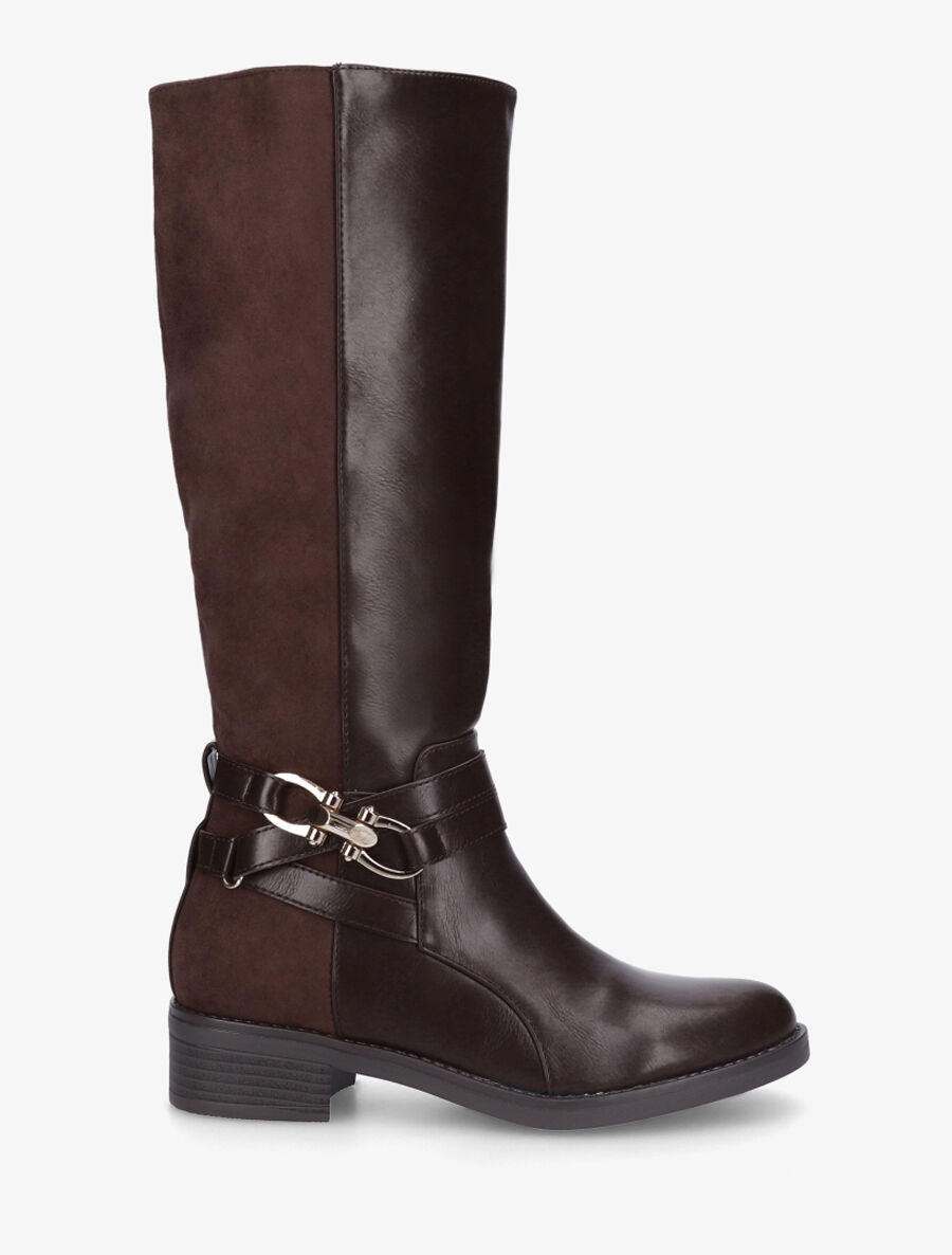 Bottes unies bi-matière - Marron - 1