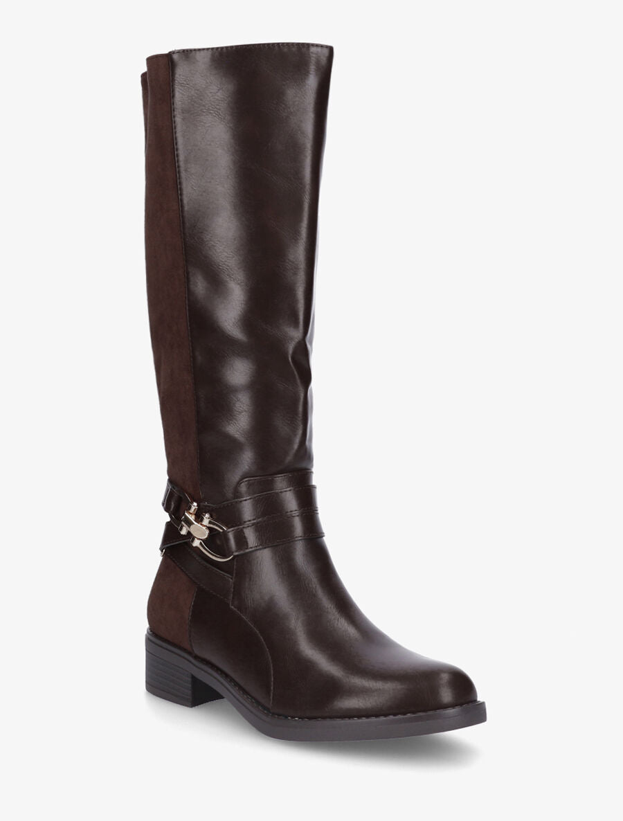 Bottes unies bi-matière - Marron - 2