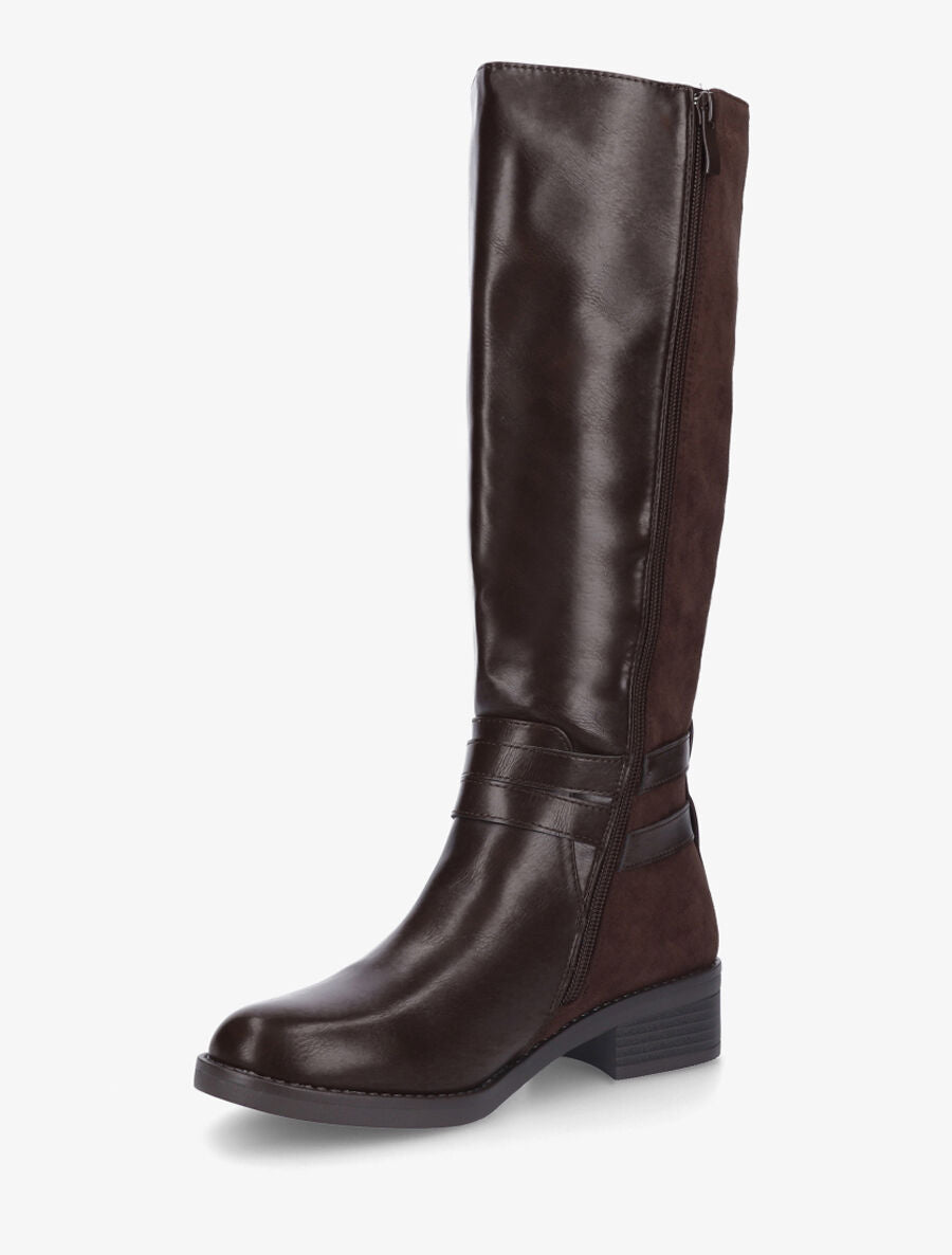 Bottes unies bi-matière - Marron - 3