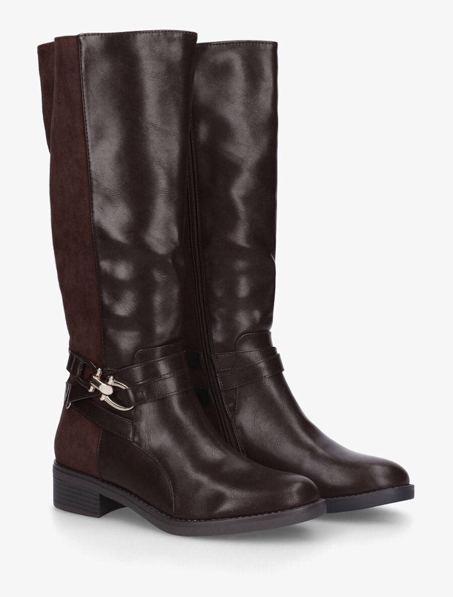 Bottes unies bi-matière - Marron - 4