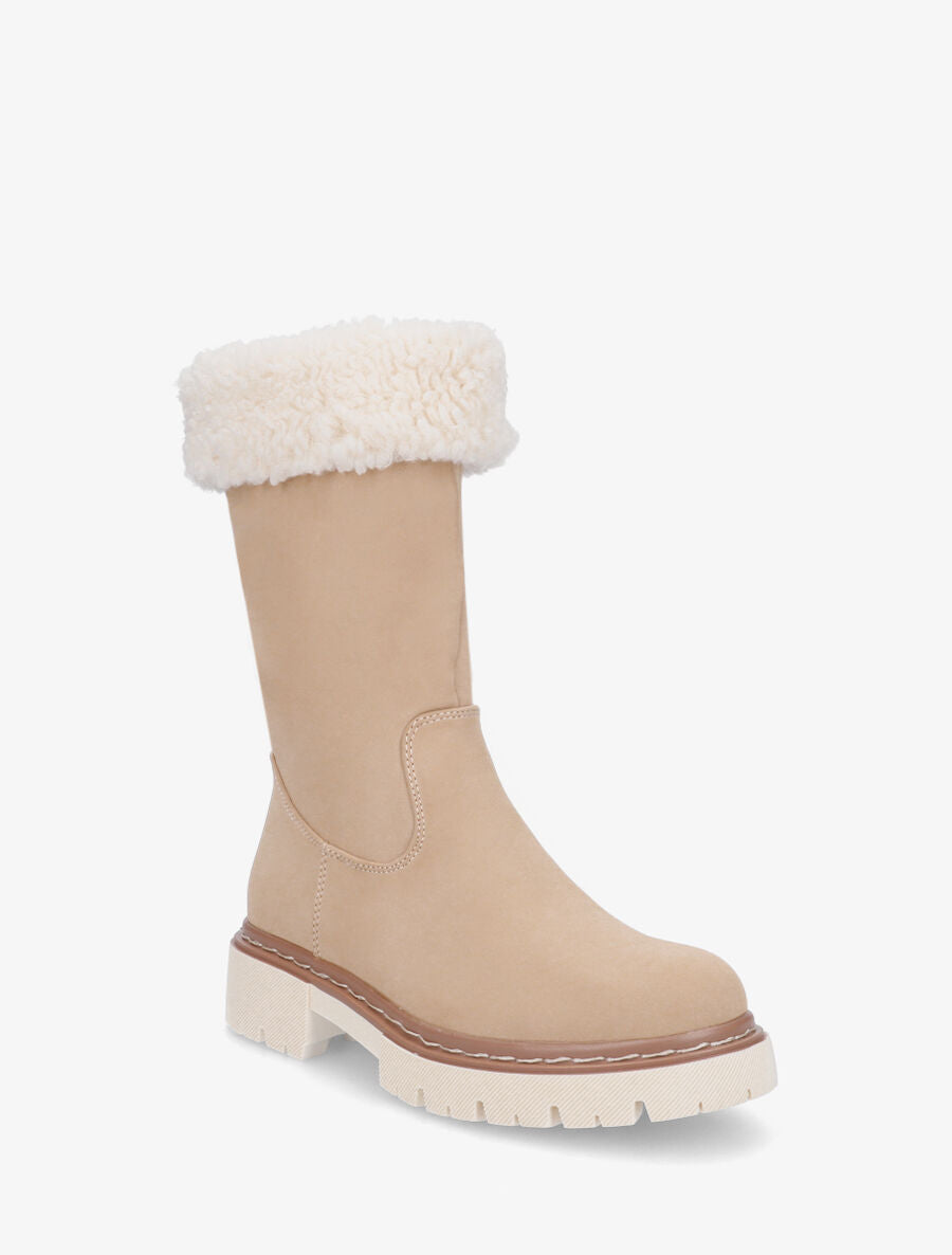 Bottines montantes effet nubuck - Beige - 2