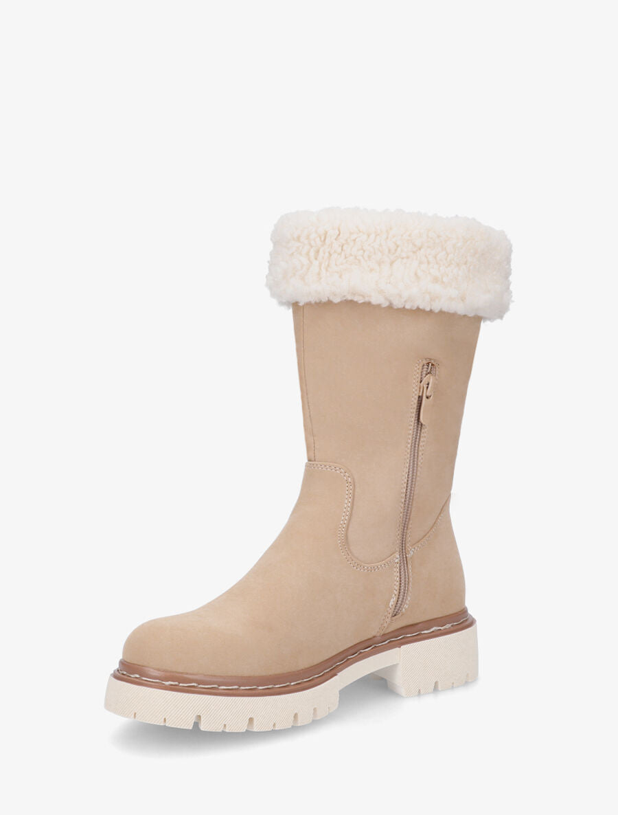 Bottines montantes effet nubuck - Beige - 3