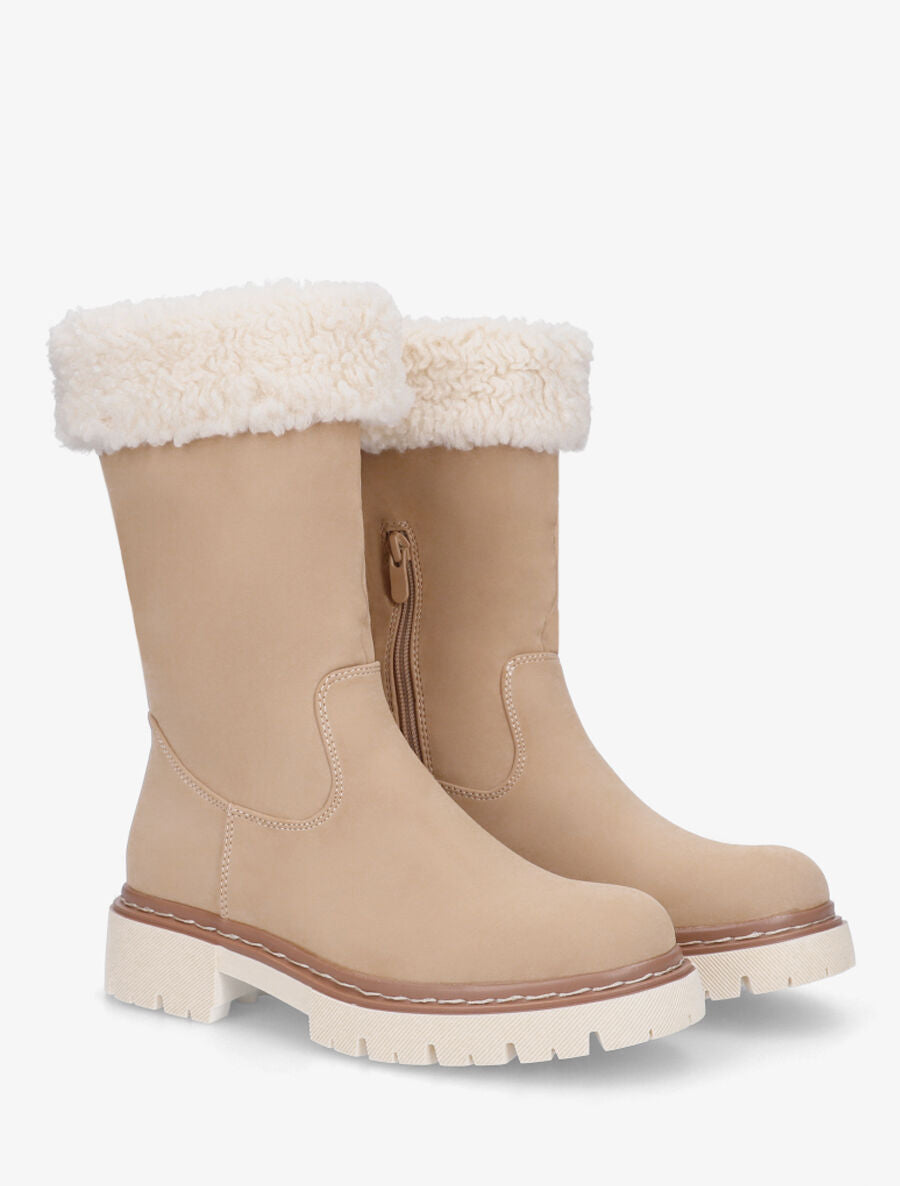 Bottines montantes effet nubuck - Beige - 4