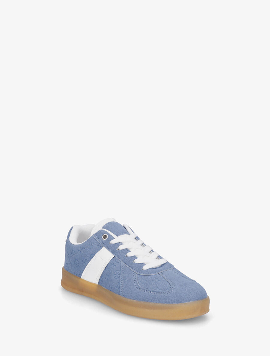 Sneakers effet nubuck à motif géométrique - Bleu - 2