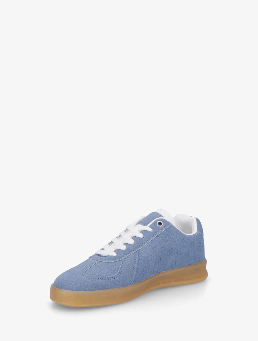 Sneakers effet nubuck à motif géométrique - Bleu - 3