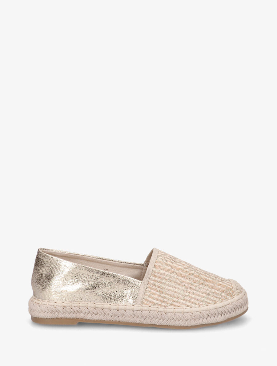 Espadrilles plates nacré et effet osier - Or - 5