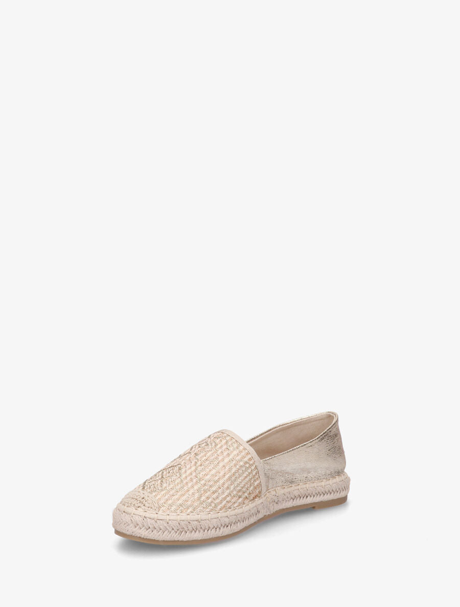 Espadrilles plates nacré et effet osier - Or - 3