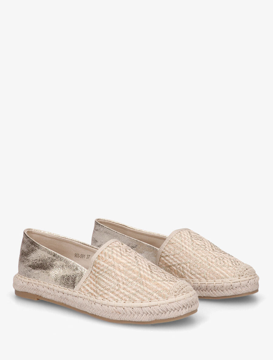 Espadrilles plates nacré et effet osier - Or - 4