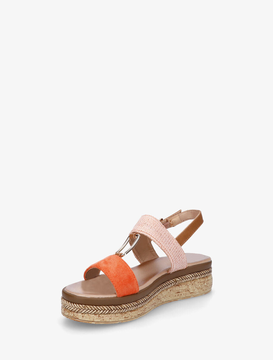 Sandales compensées à brides bi-matière - Orange - 3