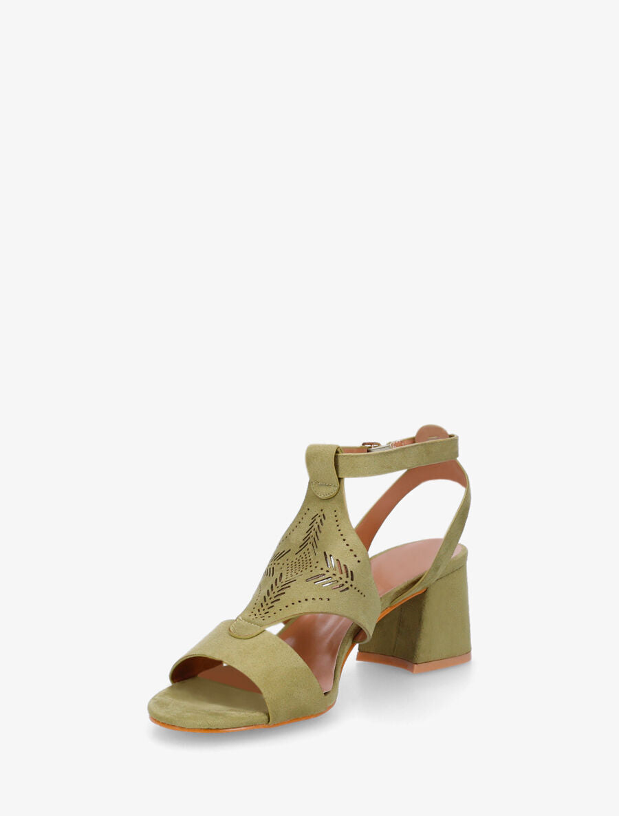 Sandales à talon et motifs ajourés - Vert - 3