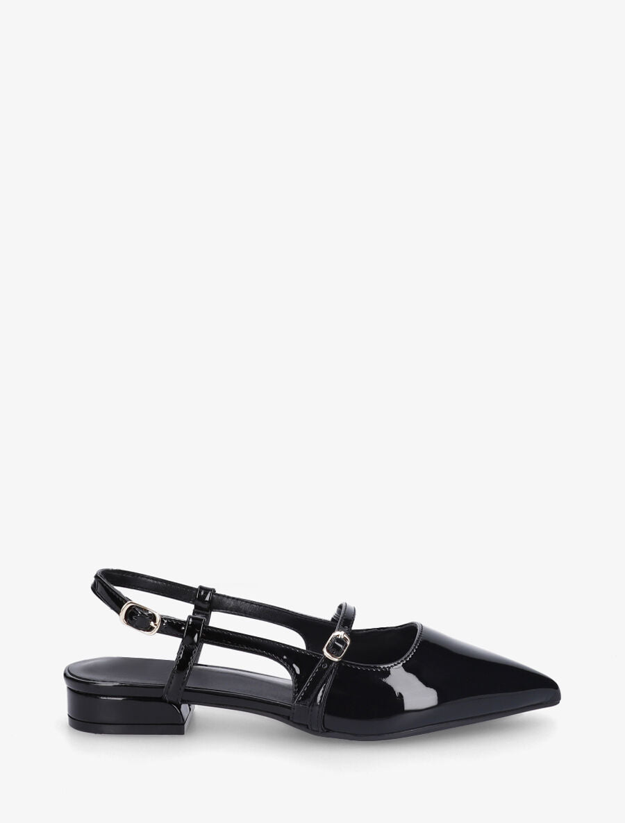 Ballerines pointus à talon ouvert - Noir - 1