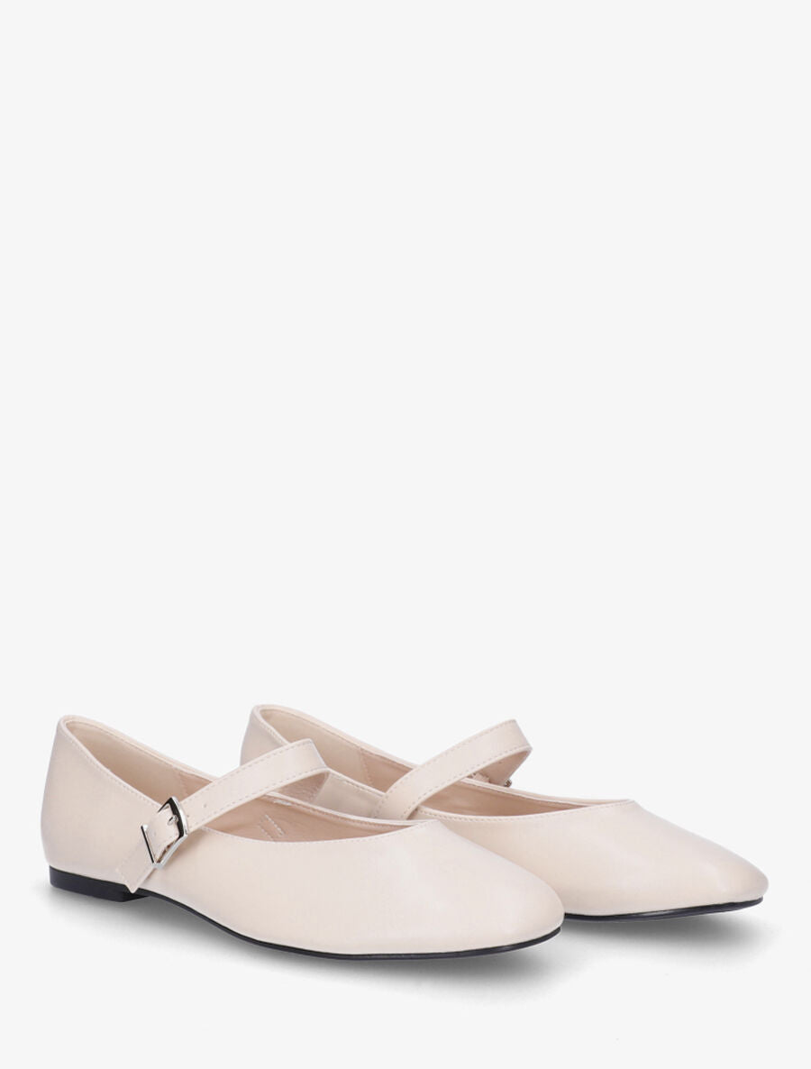 Ballerines en simili à bride - Beige - 4