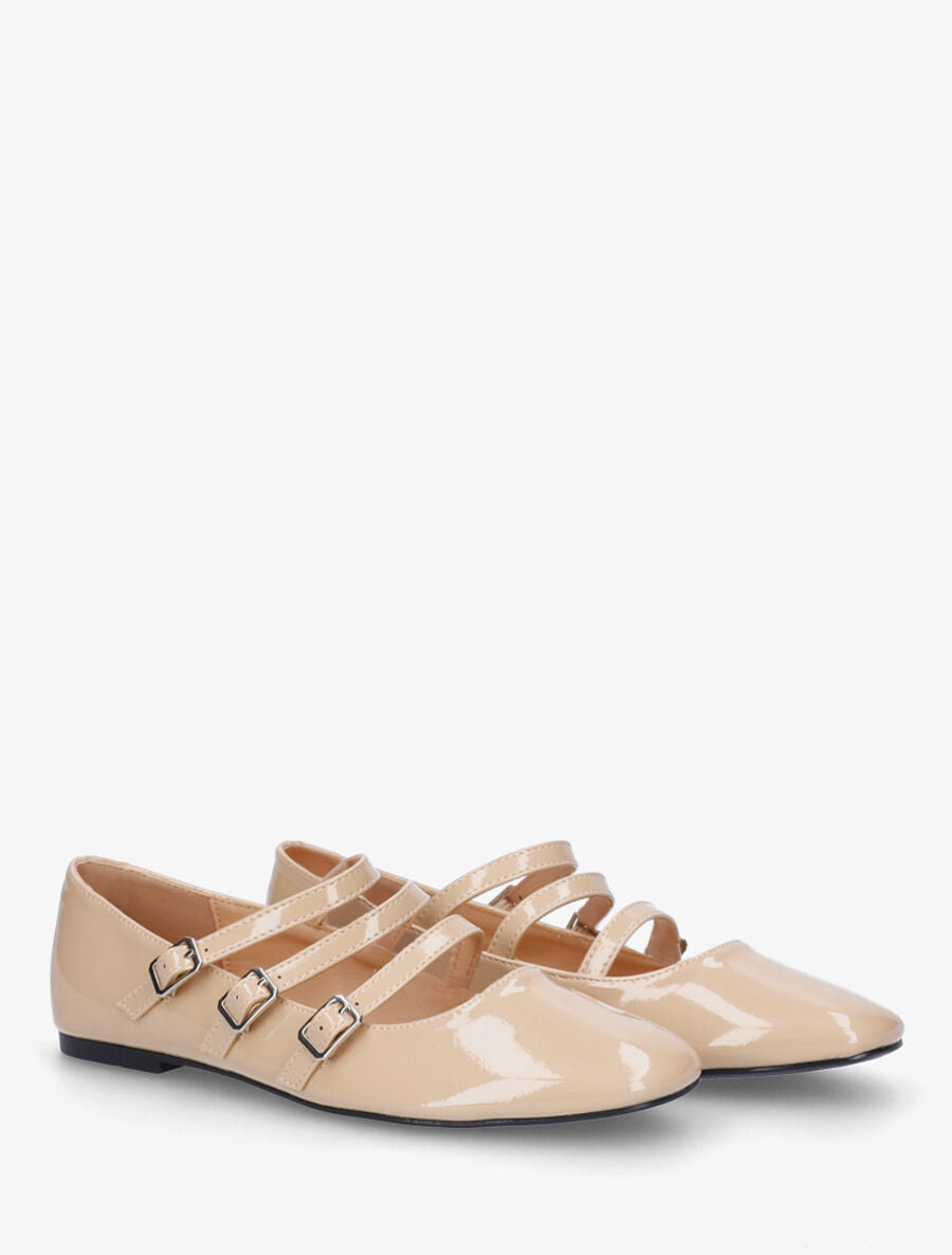 Ballerines vernies à 3 brides - Beige - 4