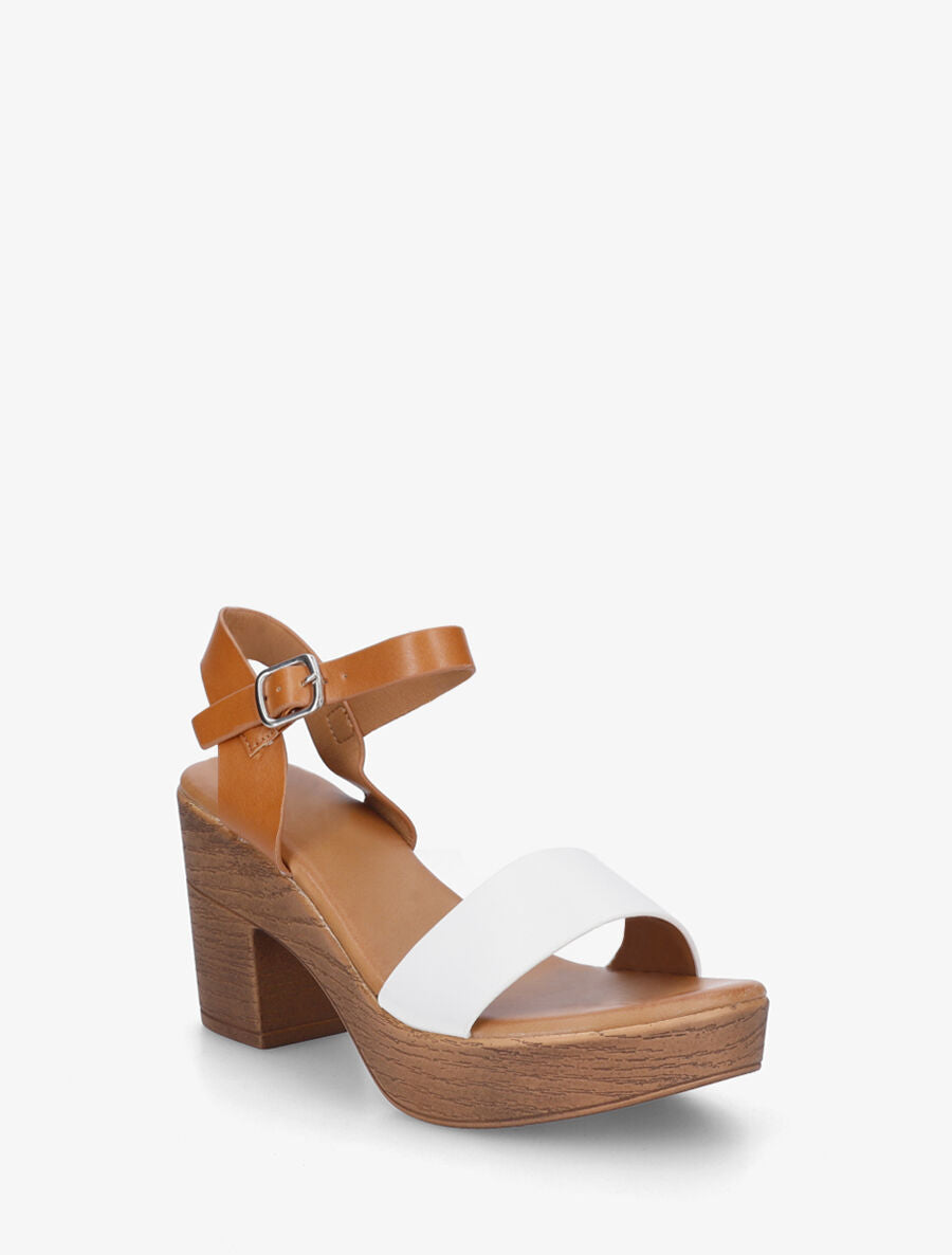 Sandales à talon haut en simili - Blanc - 2