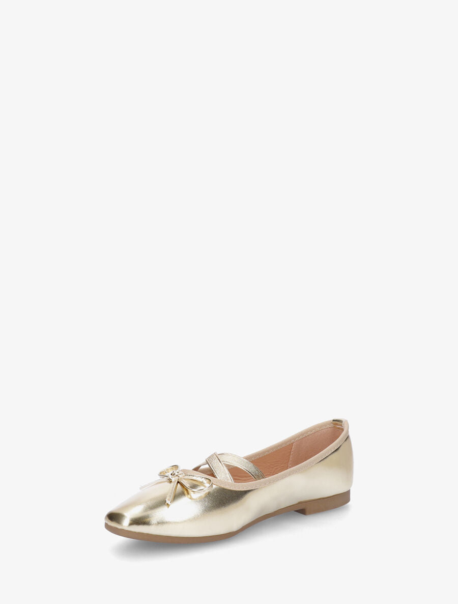 Ballerines en simili à élastiques croisés - Or - 3