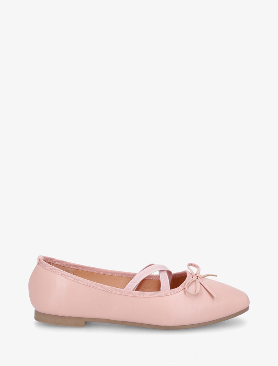 Ballerines en simili à élastiques croisés - Rose - 1