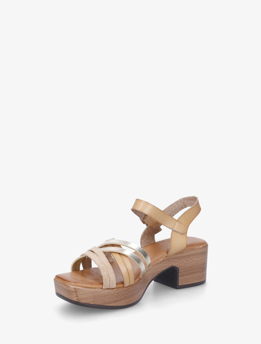 Sandales bimatière à multibride croisées - Beige - 3