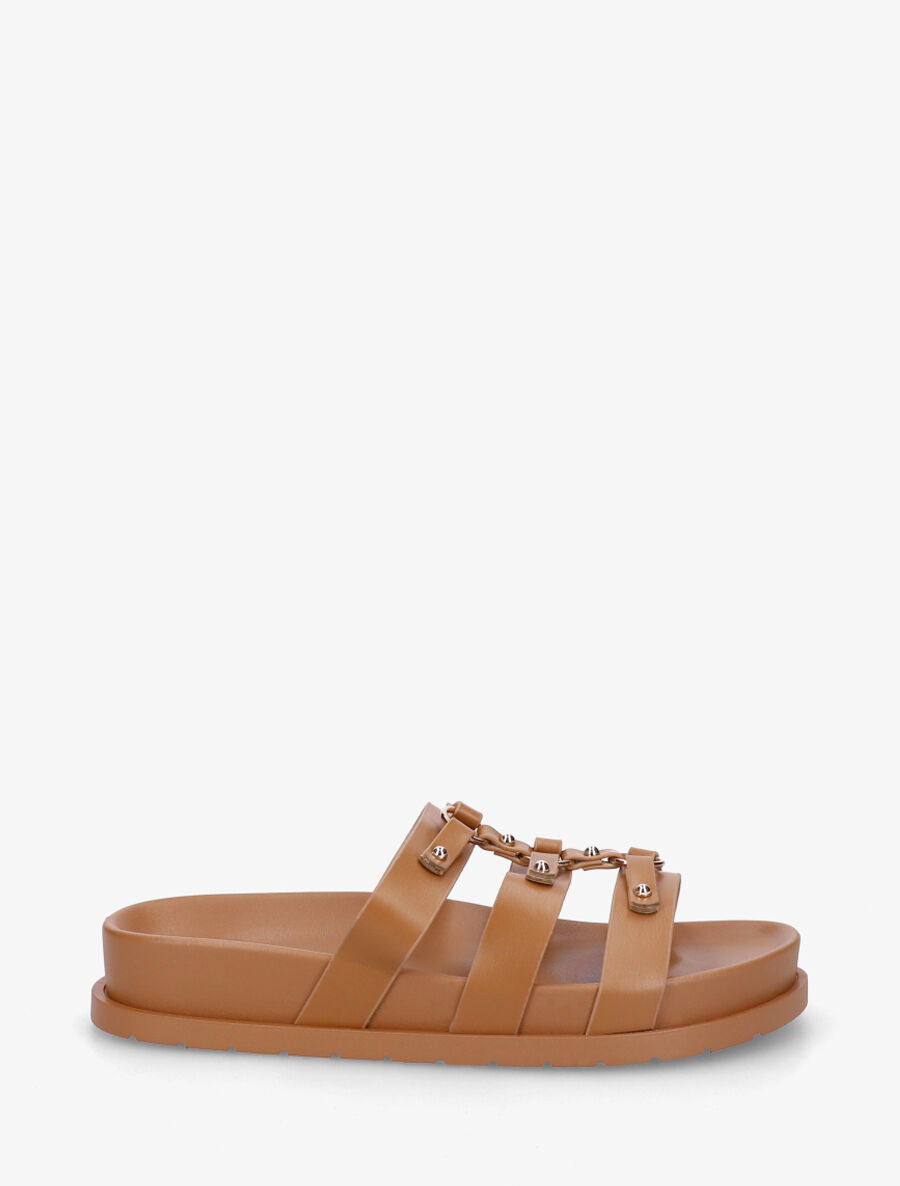 Claquettes cloutées style spartiates - Camel - 5