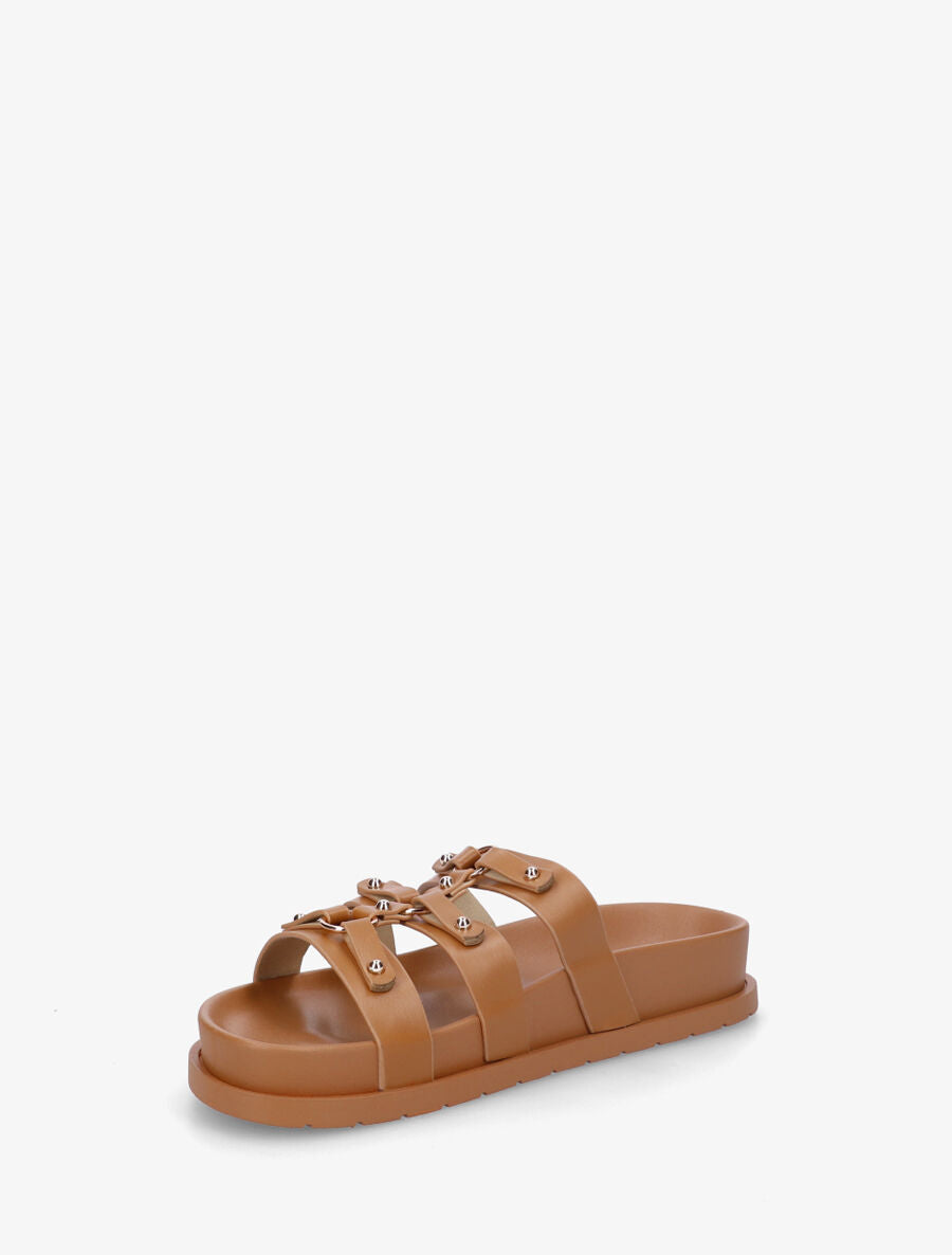 Claquettes cloutées style spartiates - Camel - 3