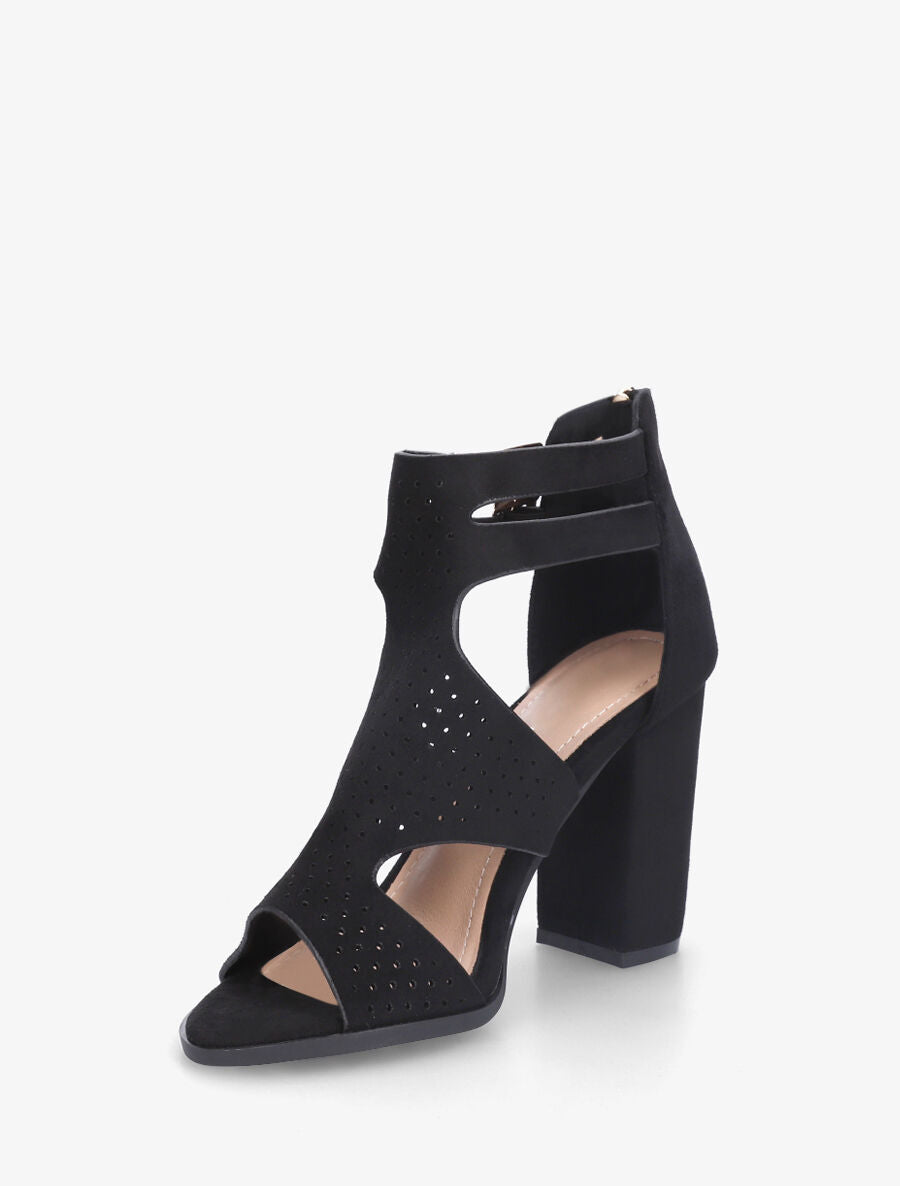 Sandales à talon à double brides à boucle - Noir - 3