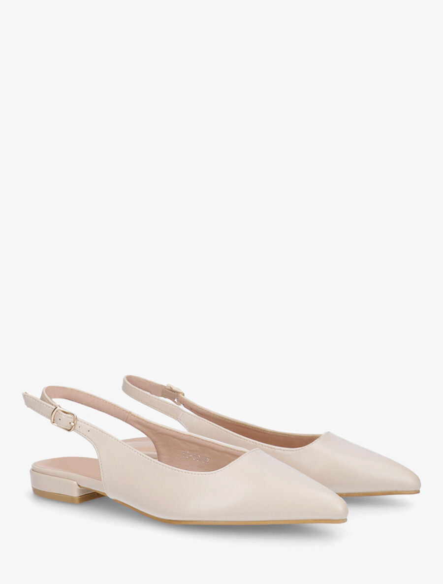 Ballerines à bout pointu et arrière ouvert - Beige - 4