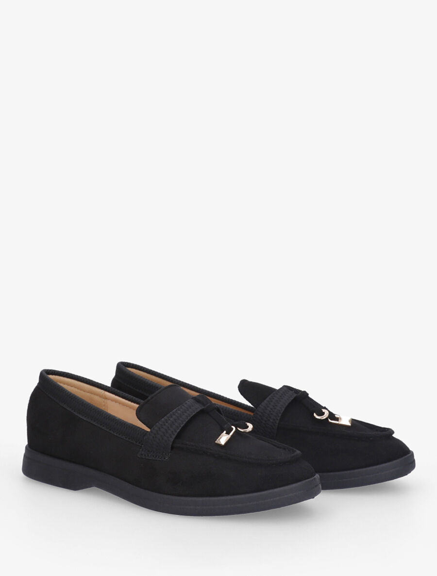 Mocassins plats à empiècement métal - Noir - 4