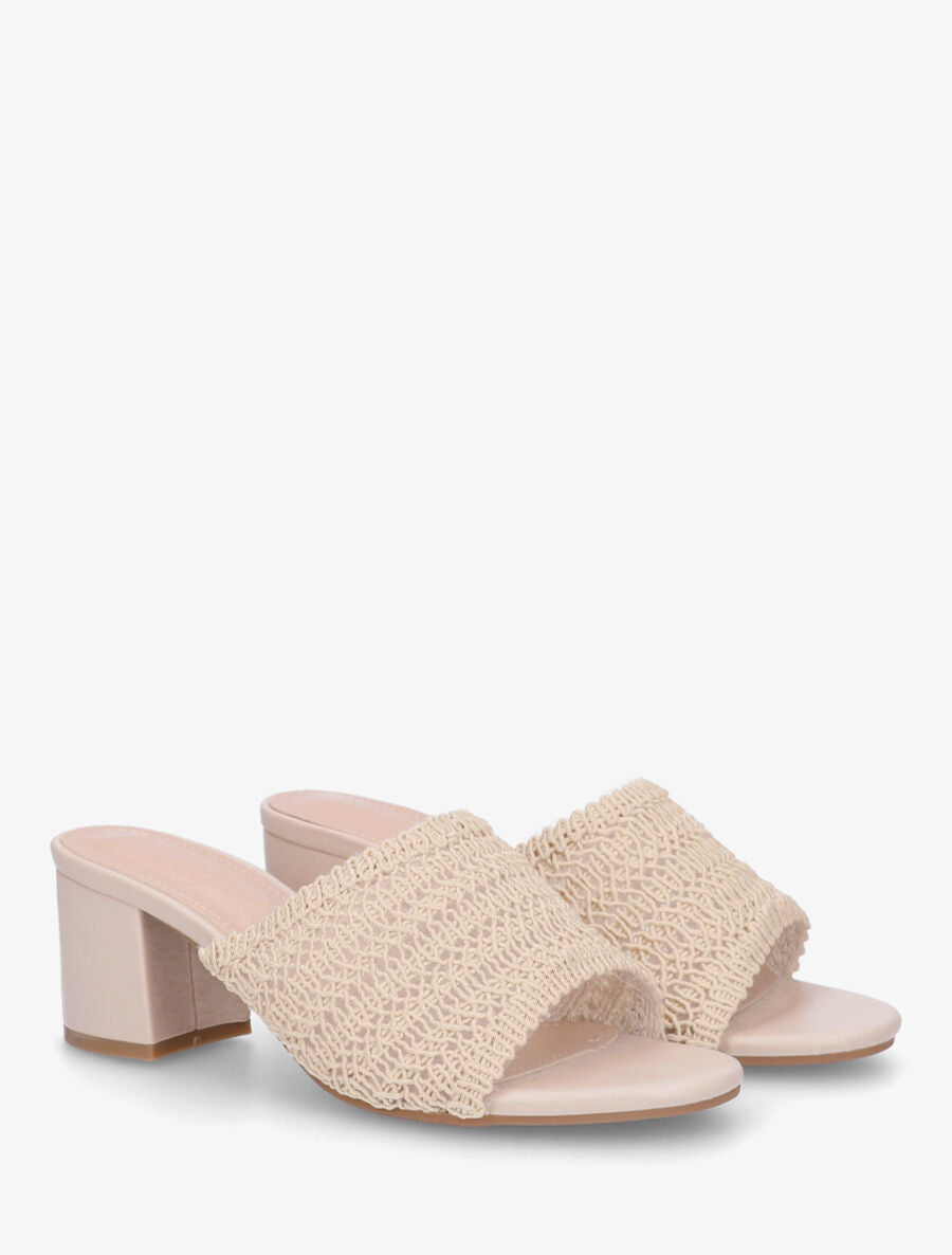Mules à ganse style macramé - Beige - 4
