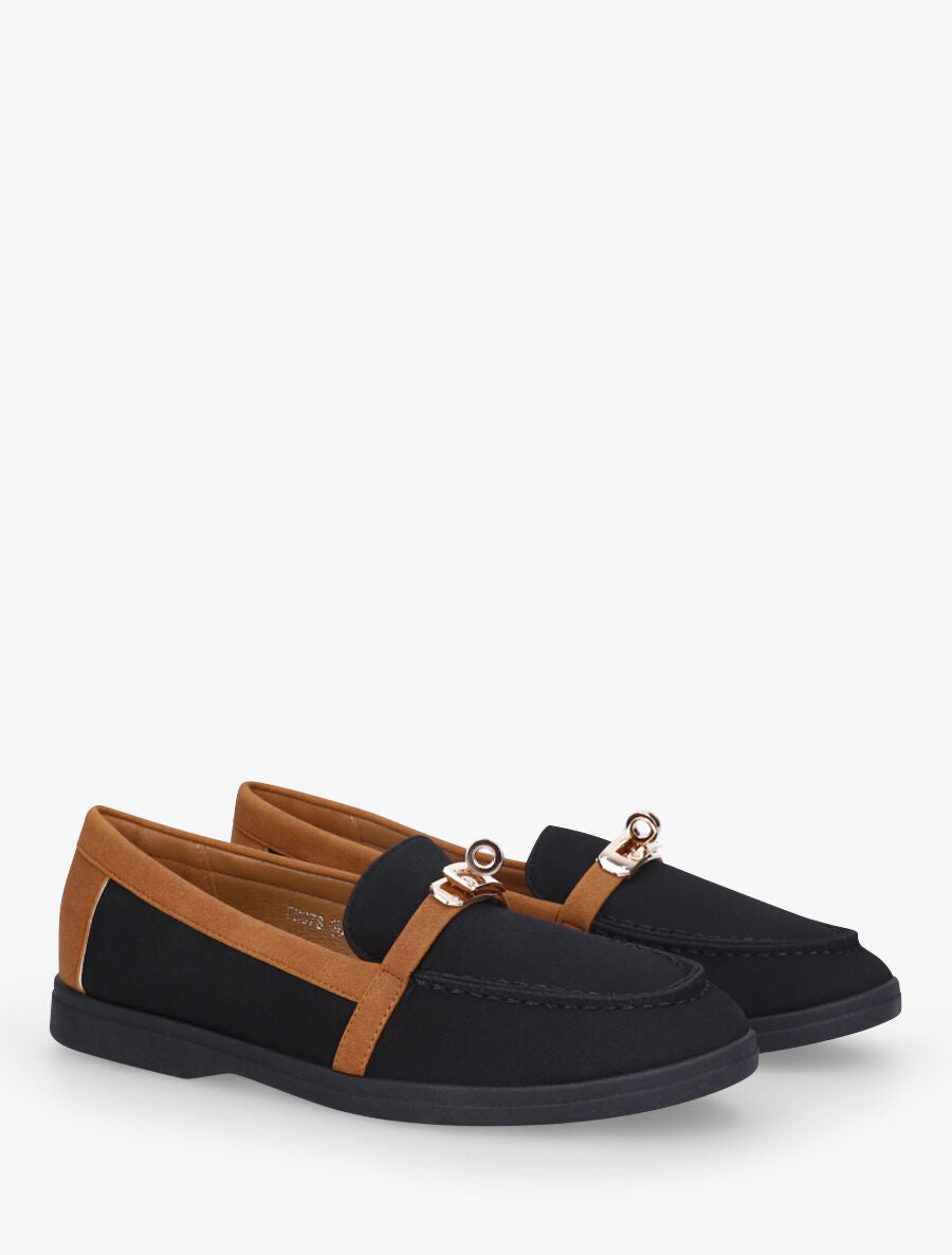 Mocassins bicolore effet nubuck - Noir - 4