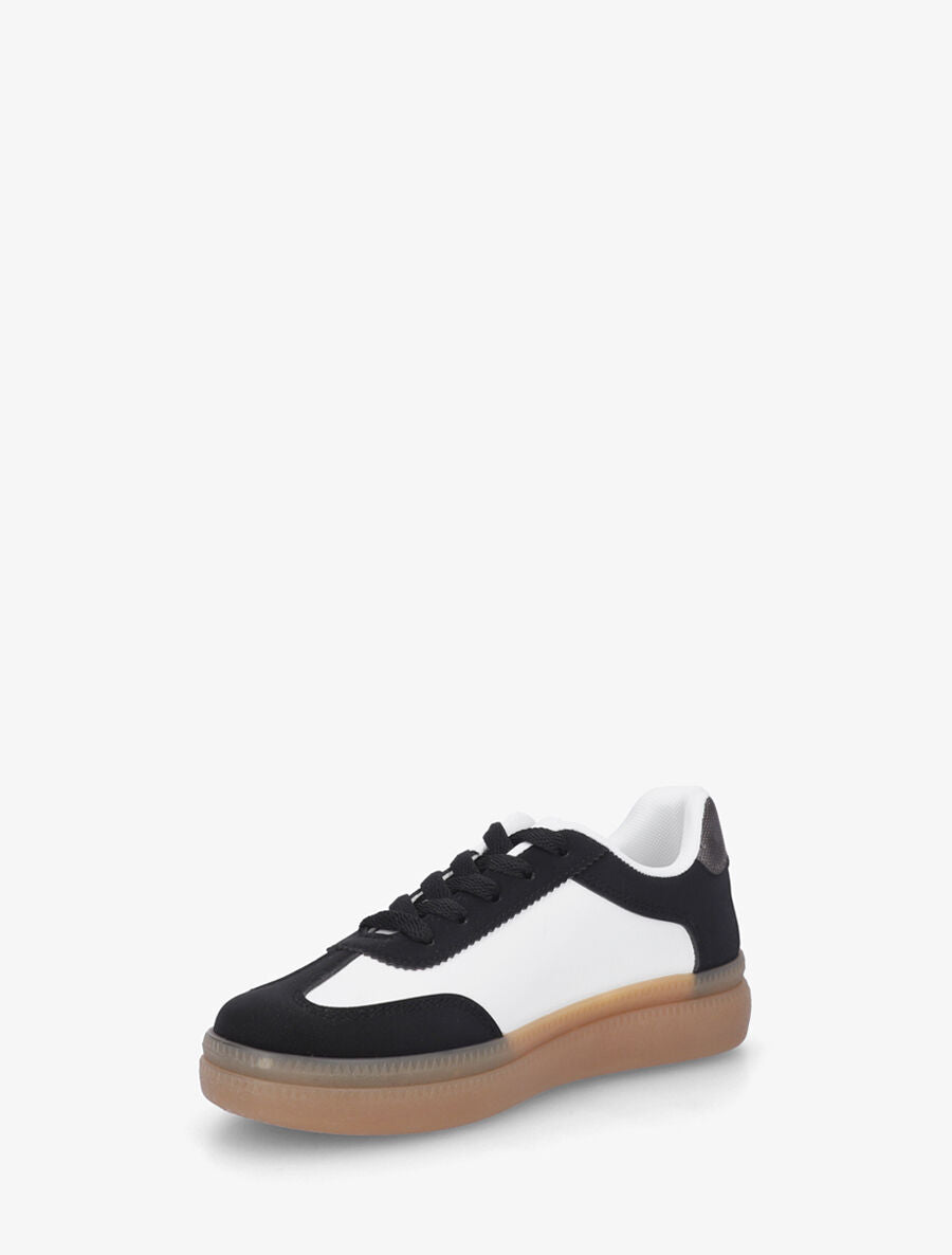 Sneakers en simili à semelle en caoutchouc - Noir - 3
